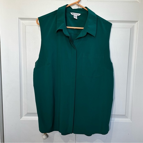 Athleta Tops - Athleta Everlasting Tank Sleeveless Button Down Green Size XL GUC